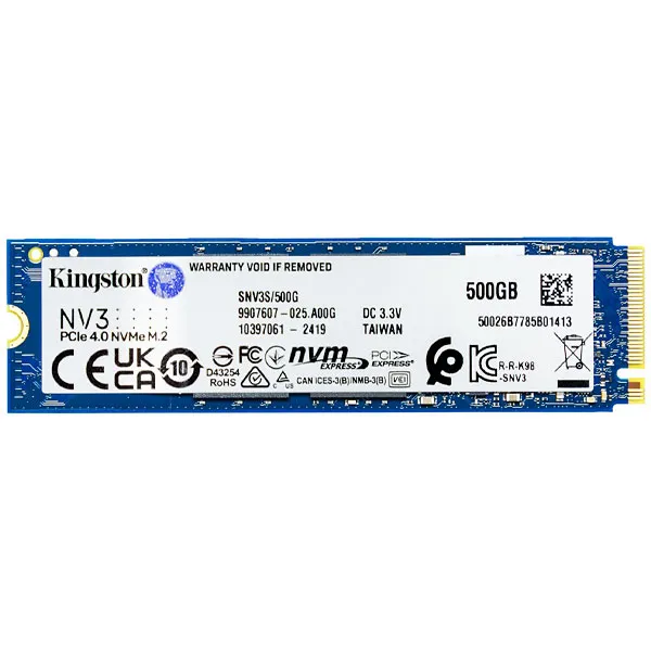 Foto do Produto SSD M.2 de 500GB Kingston NV3 SNV3S/500G 5.000 MB/s de Leitura - Azul