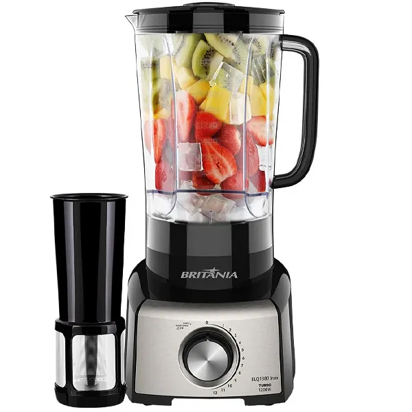 Foto do Produto Liquidificador Britânia BLQ1380 Inox 1.200 watts 3 Litros 12 Velocidades + Pulsar 220V ~ 50/60 Hz - Preto/Prata