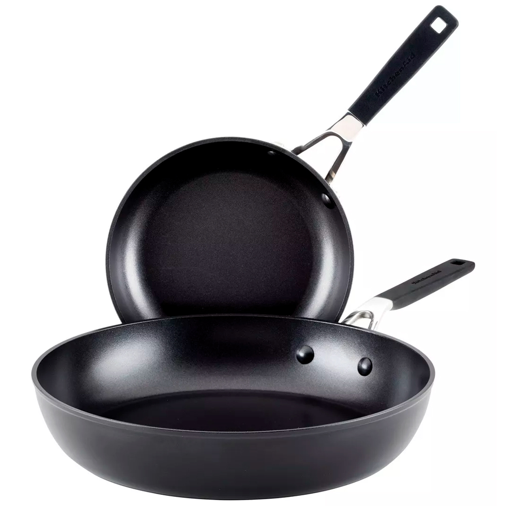 Foto do Produto Kit de Frigideiras KitchenAid 84811 Antiaderente 21CM e 31CM Anodizadas Duras Preto Onix