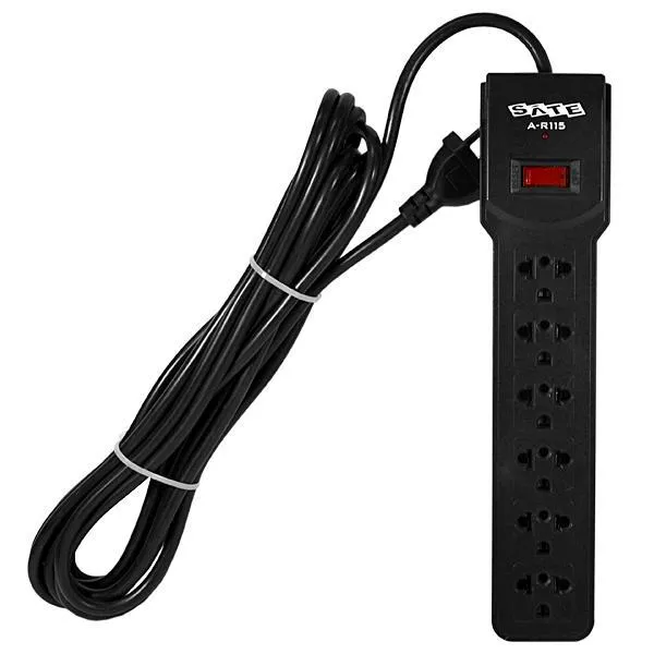 Foto do Produto Filtro de Linha Satellite A-R115 com 6 Tomadas Universal - Preta