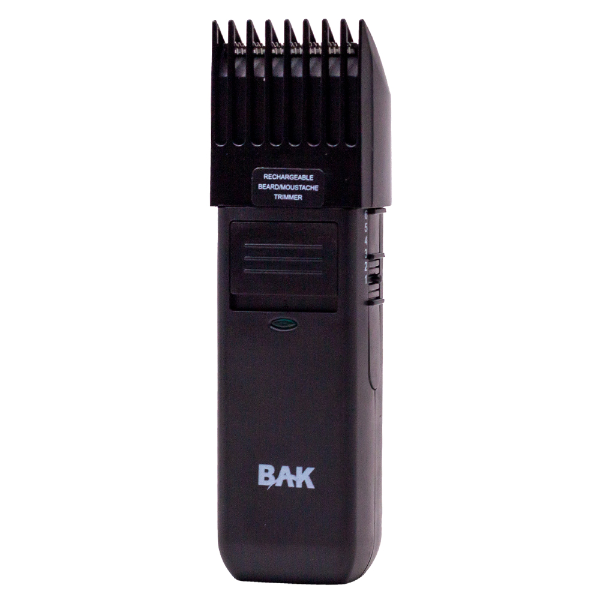 Foto do Produto Barbeador Eletrico Portatil Bak Premium BK-389 Recarregavel Carregador Embutido/ 100-240 50/60hz / 3W / Ajustavel A 6 Tamanhos / Aparador de Barba e Bigote / Lamina Inoxidavel - Preto