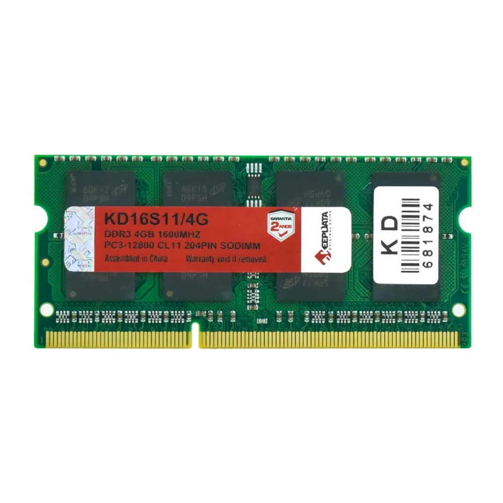 Foto do Produto Memória RAM KeepData KD16S11/4G - 4GB - DDR3 - 1600MHz - Para Notebook
