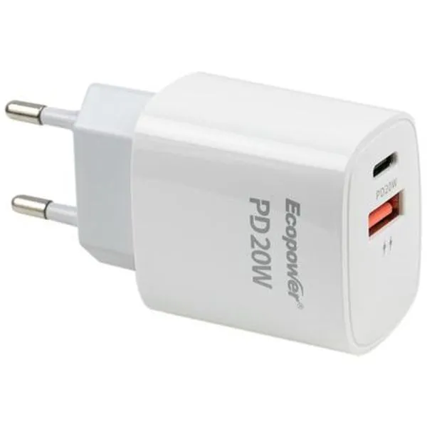 Foto do Produto ECOPOWER CARGADOR EP-7038 USB-C/USB-A 20W BLANCO
