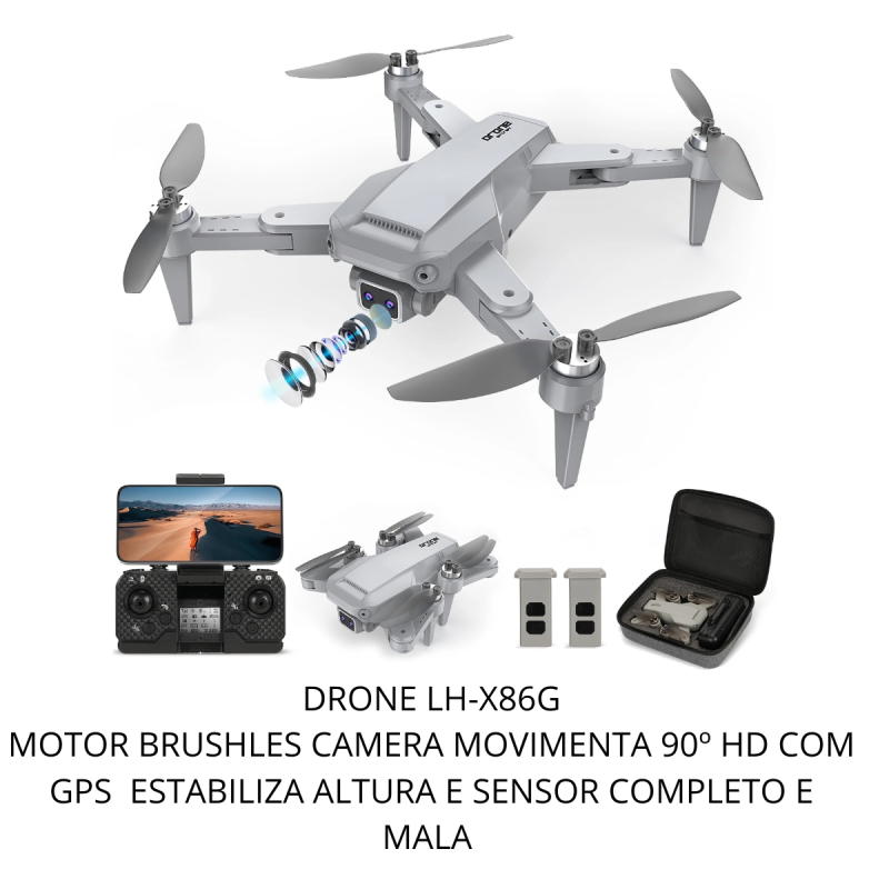 Foto do Produto Drone LH-X68G HD - Com controle - Wi-Fi - GPS - Cinza