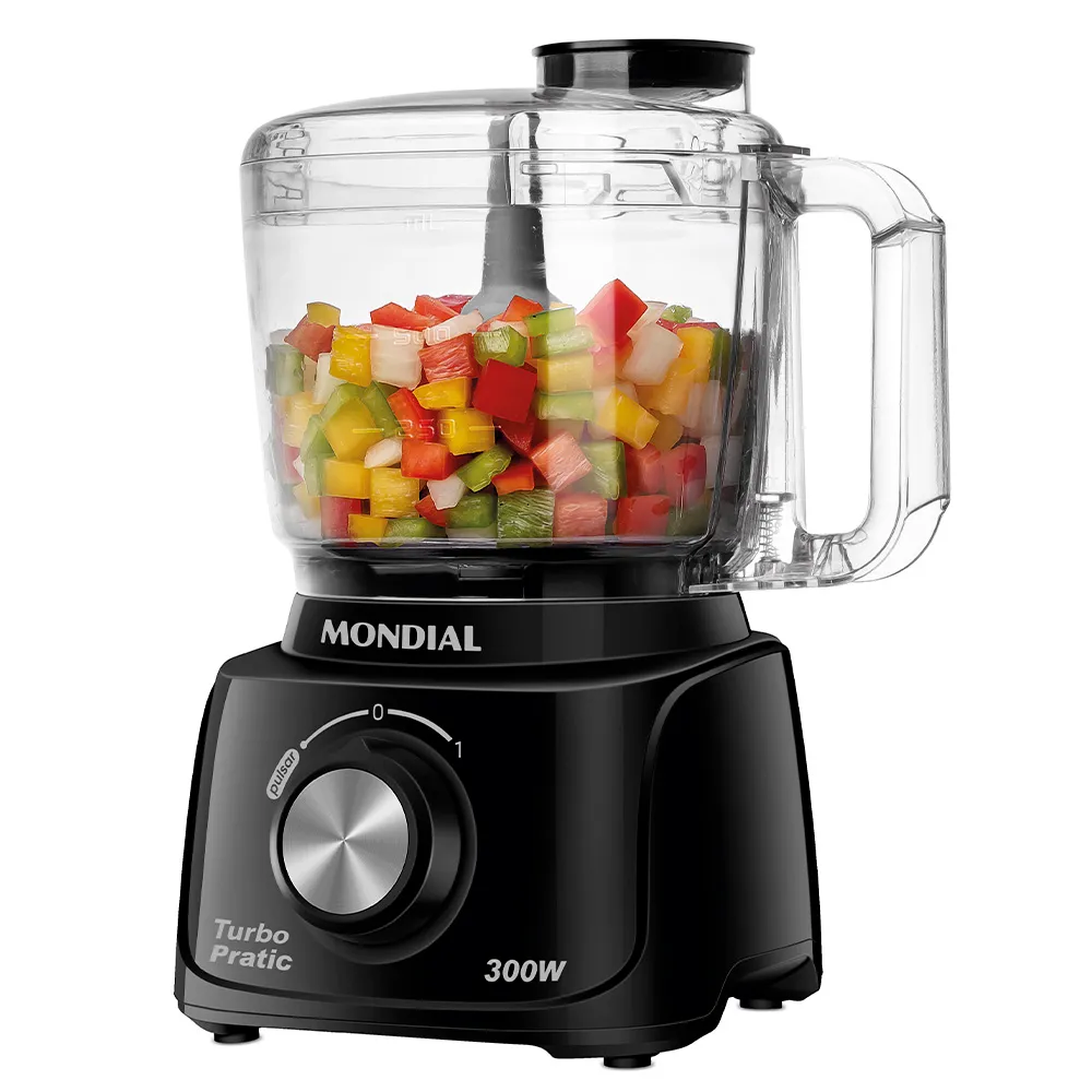 Foto do Produto Mini Processador de Alimentos Mondial Turbo Pratic MP-16-B - 300W - 500mL - 220V - 50/60Hz - Preto
