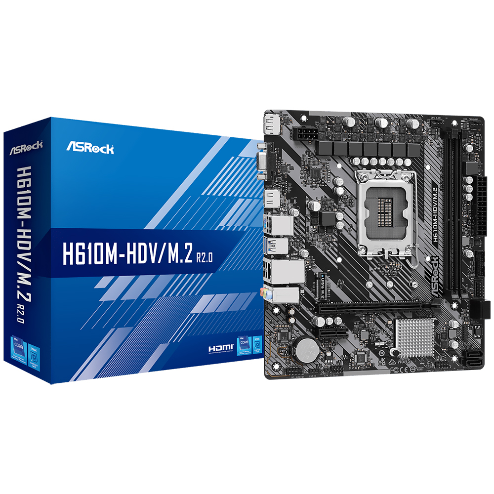 Foto do Produto Placa Mae ASRock H610M-HDV/M.2 R2.0 Socket LGA 1700 / DDR4