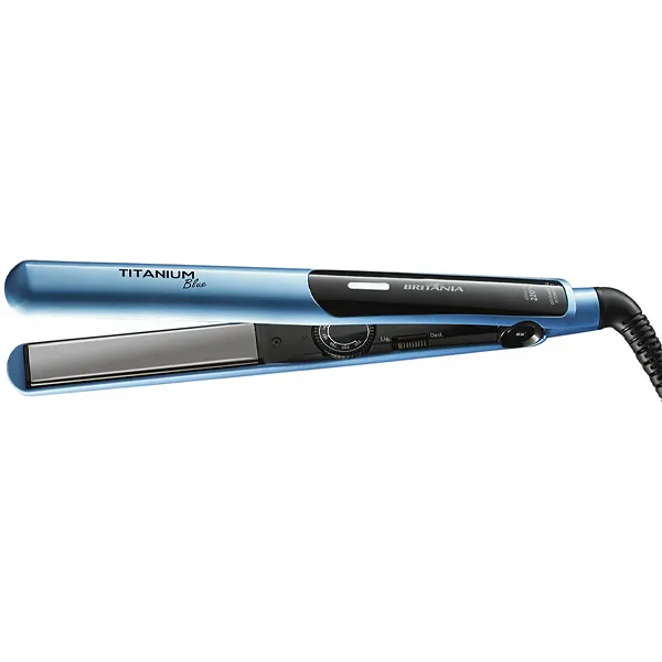 Foto do Produto Chapinha para Cabelo Britânia Titanium Blue 220 °C Bivolt - Azul/Preta