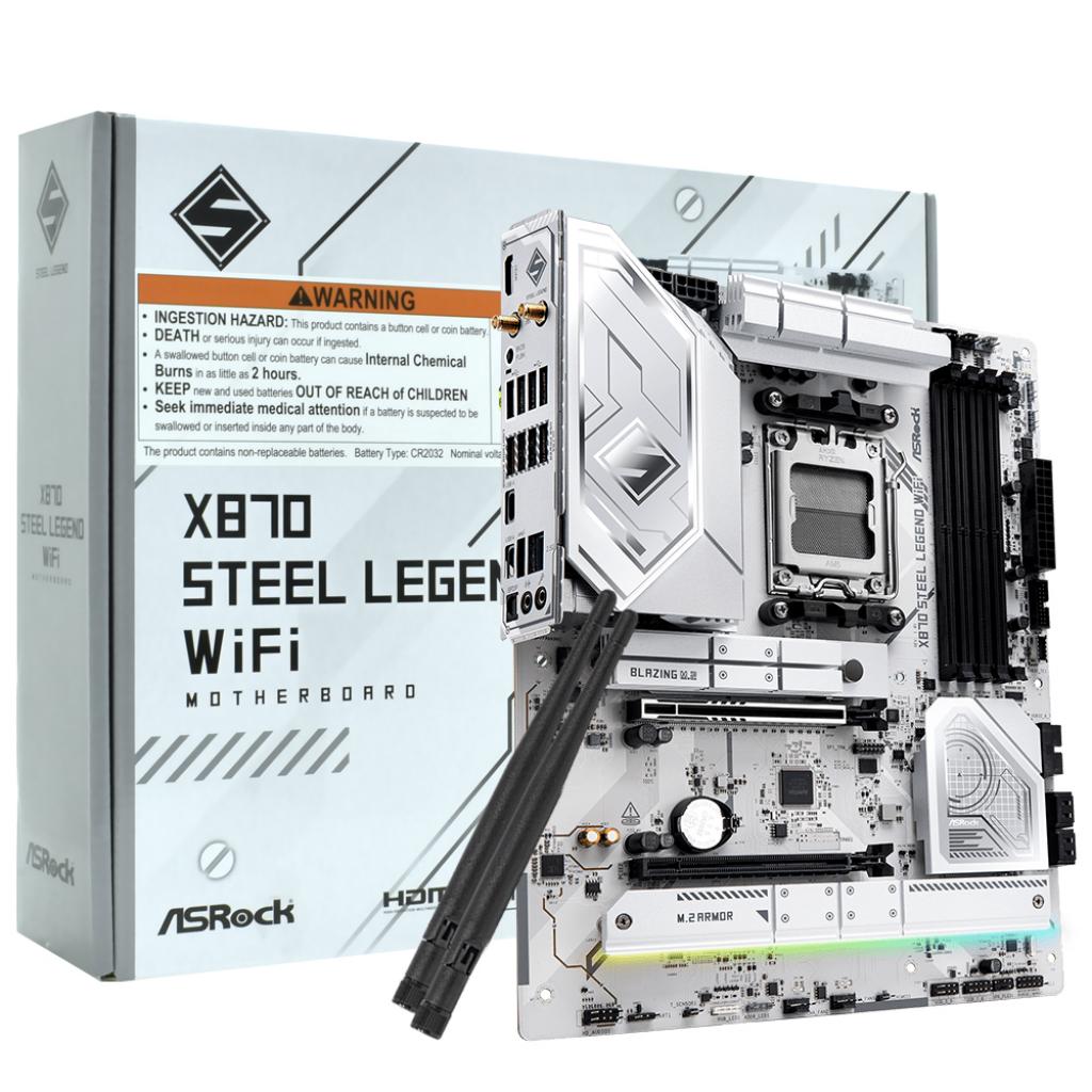 Foto do Produto Placa Mae (AM5) Asrock X870 Steel Legend Wifi 90-MXBPJ0-A0U