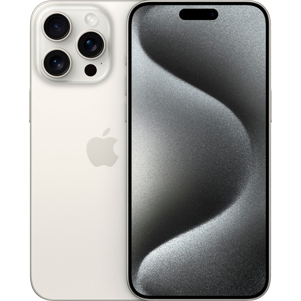 Foto do Produto Apple iPhone 15 Pro Max 256GB LL Tela Super Retina XDR 6.7 Cam Tripla 48+12+12MP/12MP iOS 17 White Titanium - Swap 'Grade C' (eSIM)(1 mês garantia)