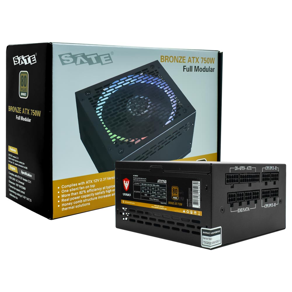 Foto do Produto Fonte de Alimentacao Satellite ATX750 750W ATX / Modular / 80 Plus Bronze / RGB