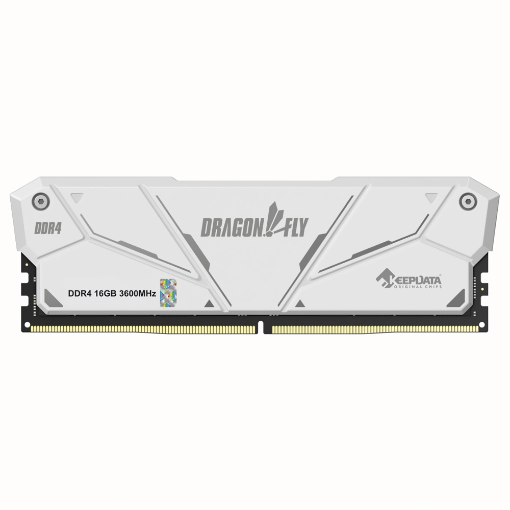 Foto do Produto Memoria RAM Keepdata Dragonfly DDR4 16GB 3600MHz - Branco (KDH36C18W/16G)