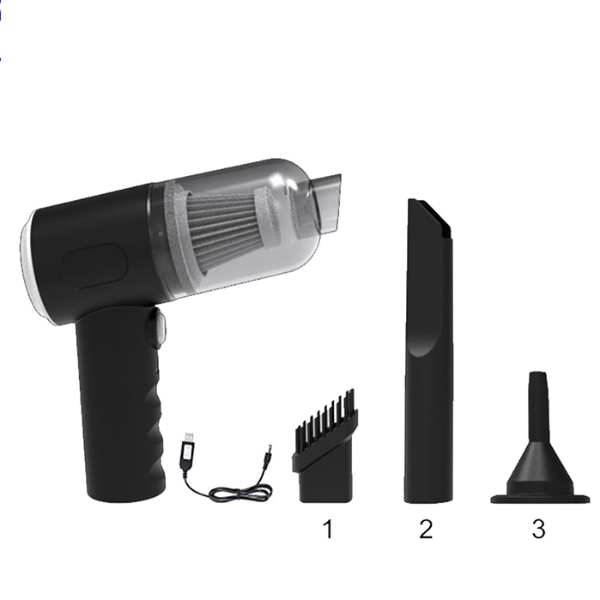 Foto do Produto Mini Aspirador de Po Portatil 3 Em 1 Vacuum Cleaner AS-228 / Recarregavel / USB - Preto