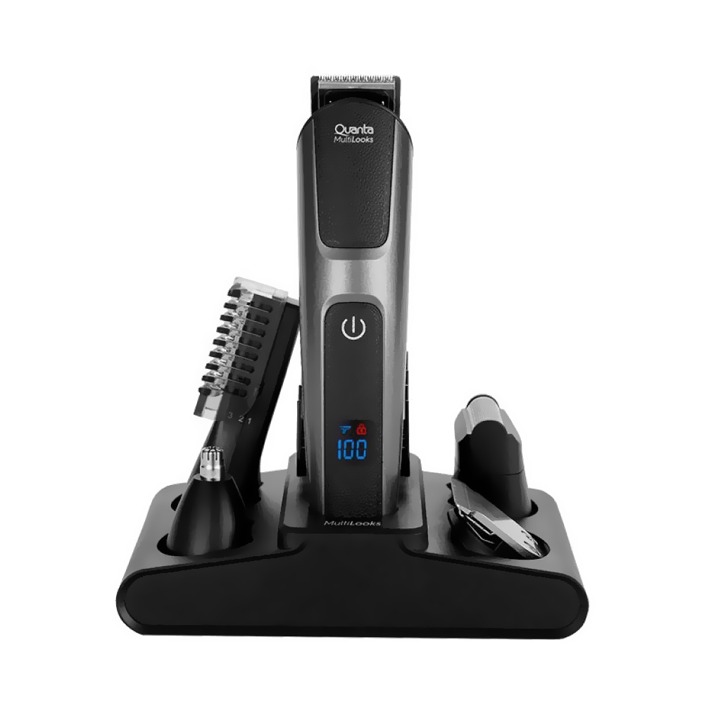 Foto do Produto Barbeador Quanta QTAPK20 Recarregavel - Cinza (Kit 12 em 1)