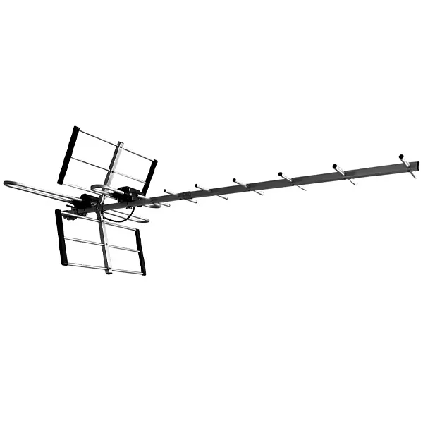 Foto do Produto Antena de TV Quanta QTKANTV600 Recepciona Sinal UHF e VHF - Prata/Preto