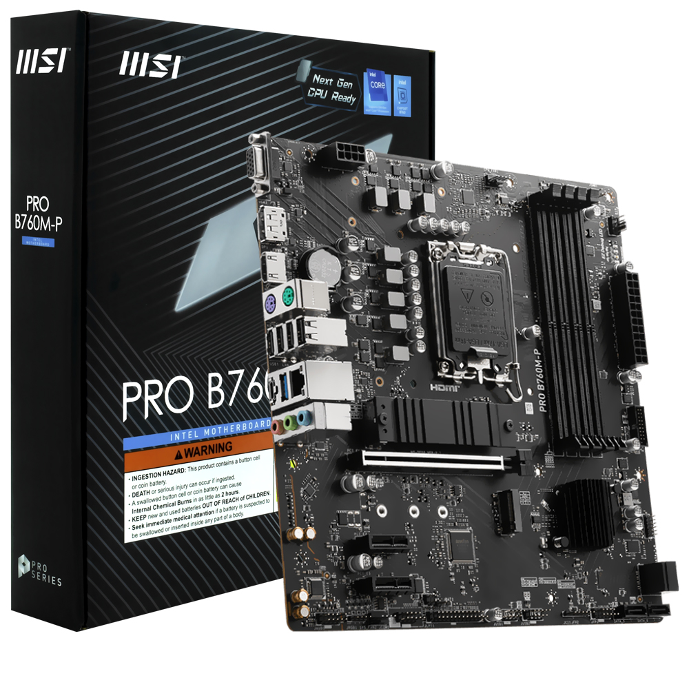 Foto do Produto Placa Mãe MSI Pro B760M-P Socket LGA 1700 / VGA / DDR5