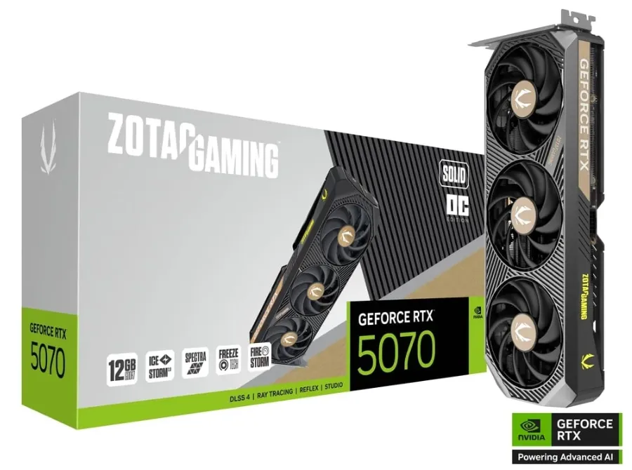 Foto do Produto ZOTAC PLACA DE VIDEO GEFORCE RTX5070 SOLIC OC 12GB 192BIT GDDR7