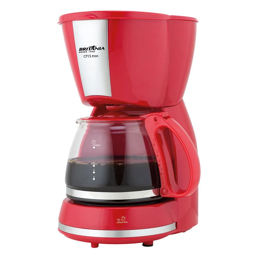 Foto do Produto Cafeteira Elétrica Britânia Inox CP15 - 550W - Até 15 Xícaras - 220V/50Hz - Vermelho