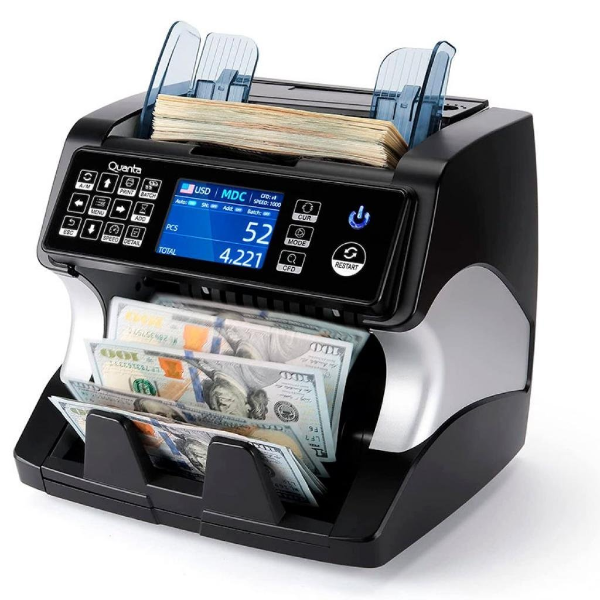 Foto do Produto Contadora de Dinheiro Quanta QTCDD25 / Bivolt / Para 200 Notas / 80W - Preto/Branco