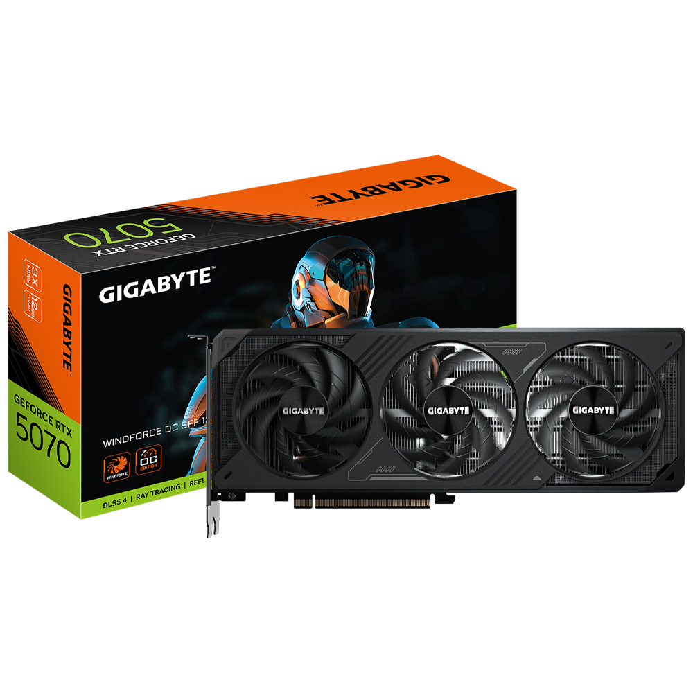 Foto do Produto Placa de Video Gigabyte Windforce OC SFF 12GB GeForce RTX5070 GDDR7 - GV-N5070WF3OC-12GD