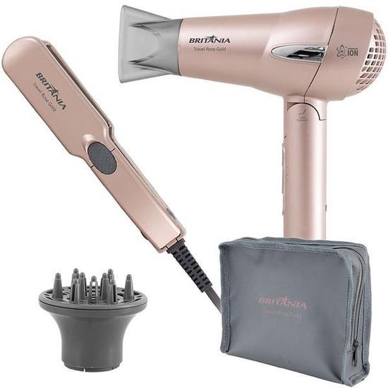 Foto do Produto Secador de Cabelo Britania Travel Rose Gold Bivolt + Chapinha