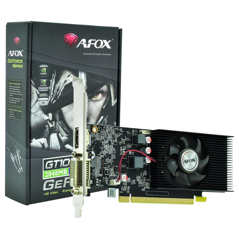 Foto do Produto Placa de Vídeo AFOX 2GB GeForce GT1030 GDDR5 - AF1030-2048D5L4-V3