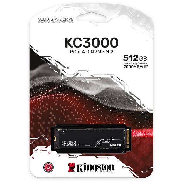 Foto do Produto SSD Kingston KC3000, 512GB, M.2 NVMe, Leitura 7000MB/s, Gravação 3900MB/s, SKC3000S/512G