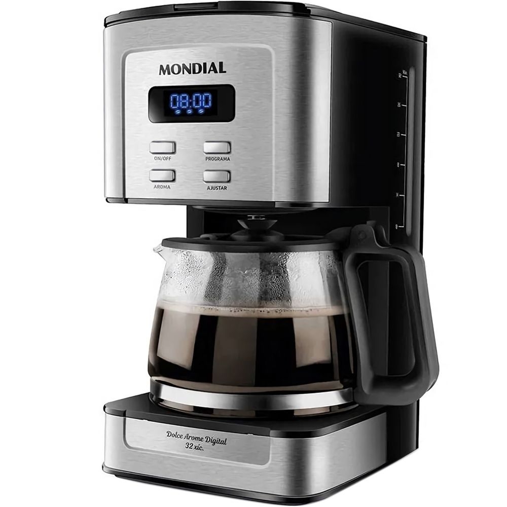 Foto do Produto Cafeteira Elétrica Mondial Dolce Arome Digital C-44-32X-SDI - 800W - 32 xícaras - 110V/60Hz - Prata e Preto