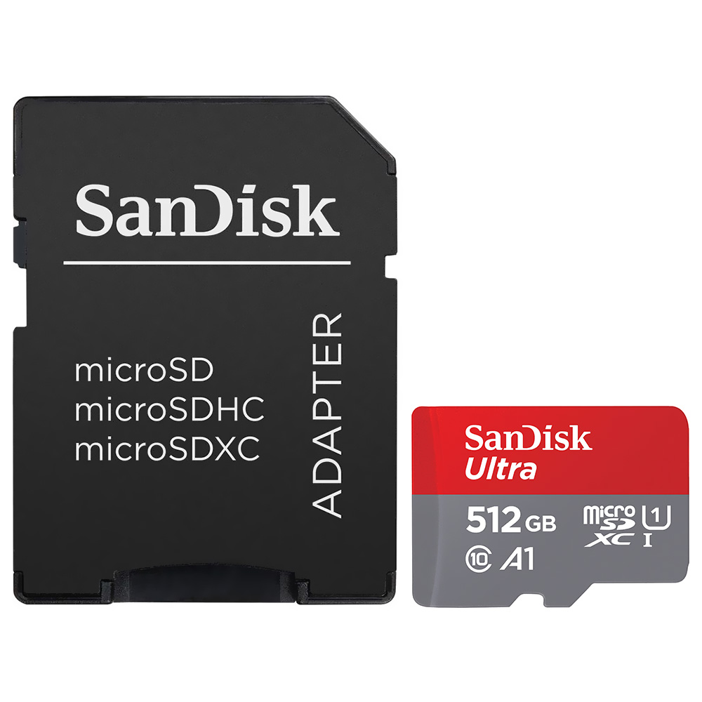 Foto do Produto Cartao de Memoria Micro SD Sandisk 512GB Ultra Class 10 A1 U1 FHD - SDSQUAC-512G-GN6MA