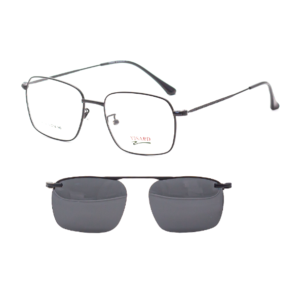 Foto do Produto Armação para Óculos de Grau com Clip-on Visard L8004 C4 Tam. 54-18-140mm - Preto