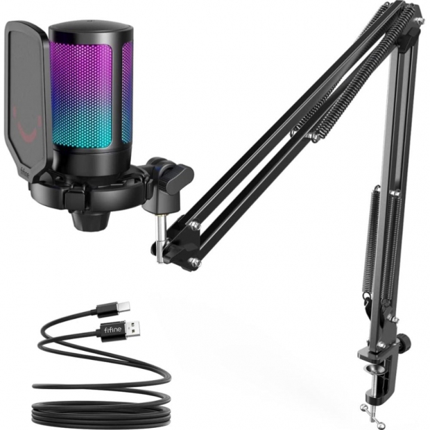 Foto do Produto MICROFONE FIFINE A6T RGB PC/PS4/PS5 BLACK