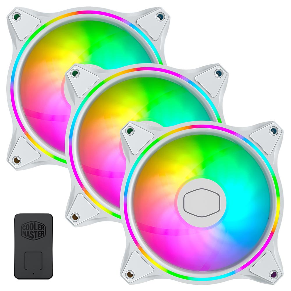 Foto do Produto Cooler para Gabinete Cooler Master MasterFan MF120 Halo RGB - MFL-B2DW-183PA-R1 Kit com 3