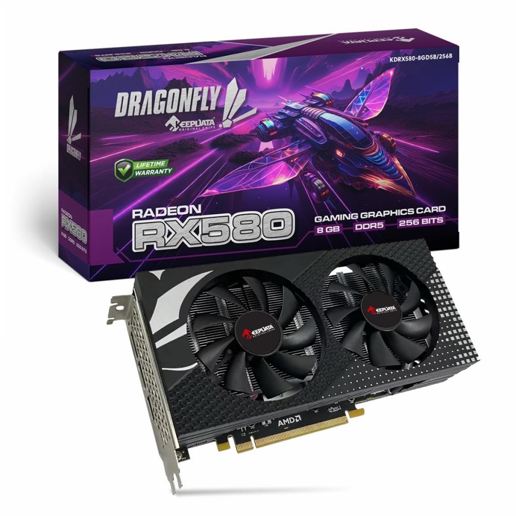 Foto do Produto Placa de Video 8GB EXP. RX580 Keepdata Dragonfly Gaming Preto KDRX580-8GD5B/256B
