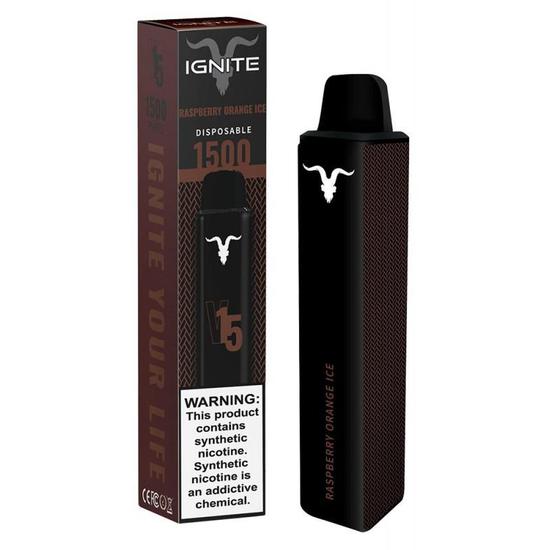 Foto do Produto Vaper Descartável Ignite V15 Raspberry Orange Ice 1500 Puffs