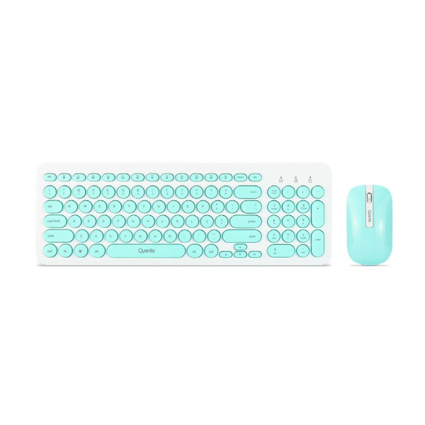 Foto do Produto Kit Teclado Multimidia e Mouse Sem Fio Quanta QTKTM25 - Turquesa