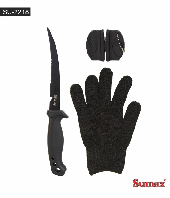 Foto do Produto SUMAX COMBO DE PESCA SU-2218 CUCHILLO/AFILADOR/GUANTE