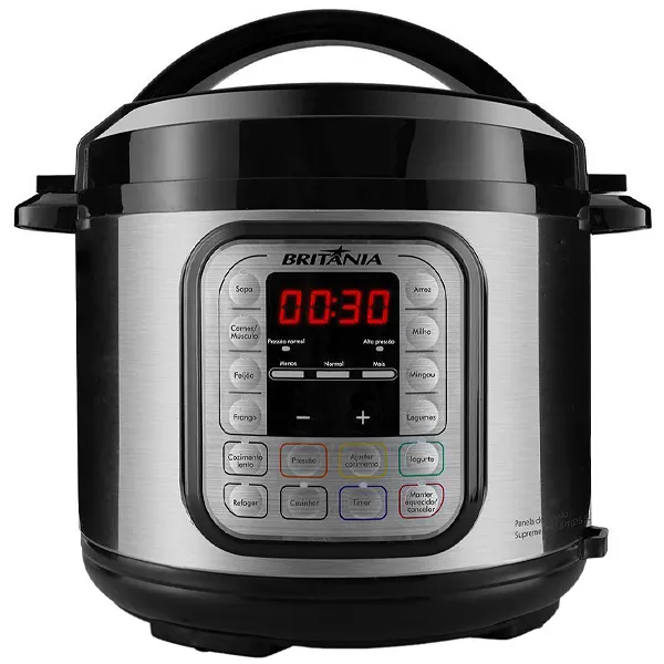 Foto do Produto Panela de Pressão Elétrica Britânia BPP02G Gold 900 watts 5 Litros 220V ~ 60Hz- Prata/Preta
