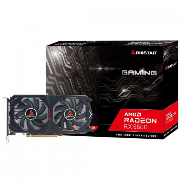 Foto do Produto VGA RX6600 8GB BIOSTAR RADEON GAMING GDDR6/3DP/HDM VA6606RM81-TBMR H-BS2