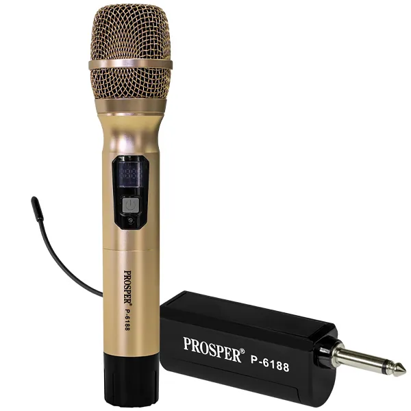 Foto do Produto Microfone Sem Fio Prosper P-6188 Unidirecional - Dourado