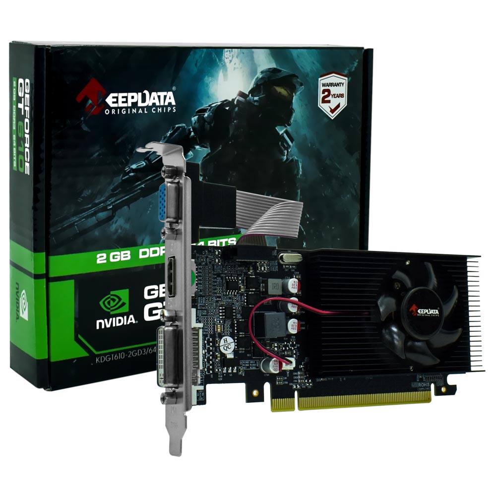 Foto do Produto Placa de Vídeo Keepdata 2GB GeForce GT610 DDR3 - LOW PROFILE KDGT610-2GD3/64B