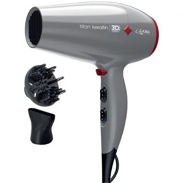 Foto do Produto Secador de Cabelo GAMA Diamond 3D Titan Keratin 2.300 watts 220 - 240 V ~ 50/60 Hz - Cinza