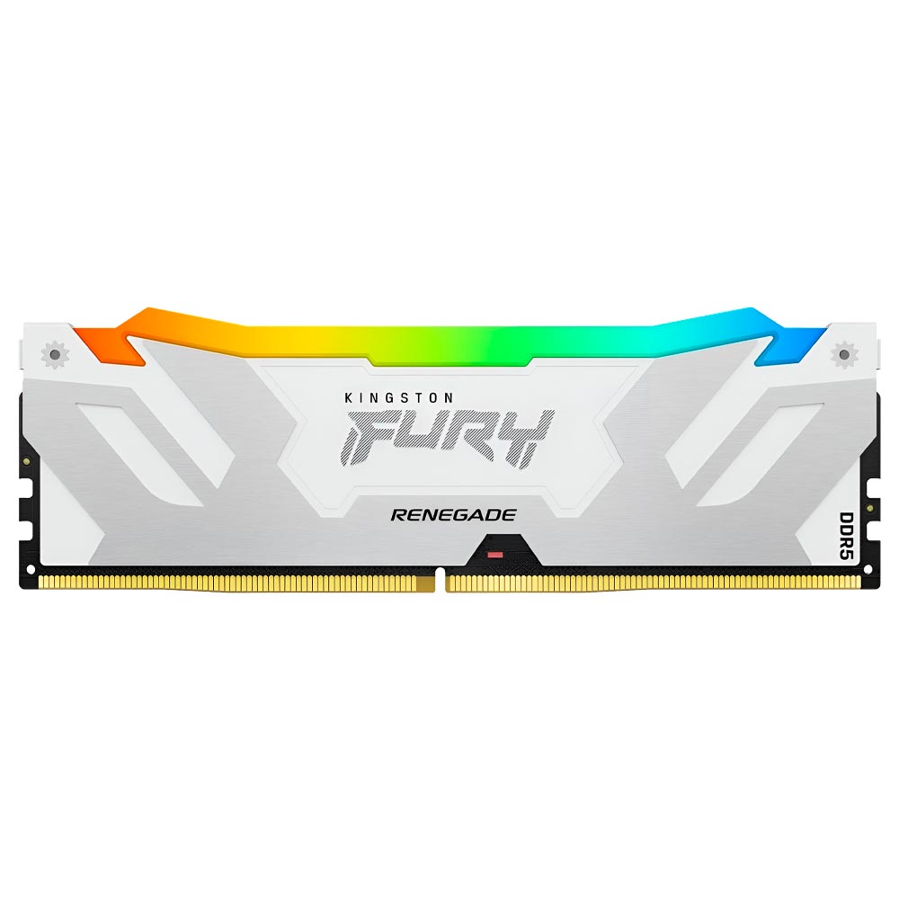 Foto do Produto Memoria RAM Kingston Fury Renegade DDR5 16GB 6400MHz RGB - Branco / Prata (KF564C32RWA-16)