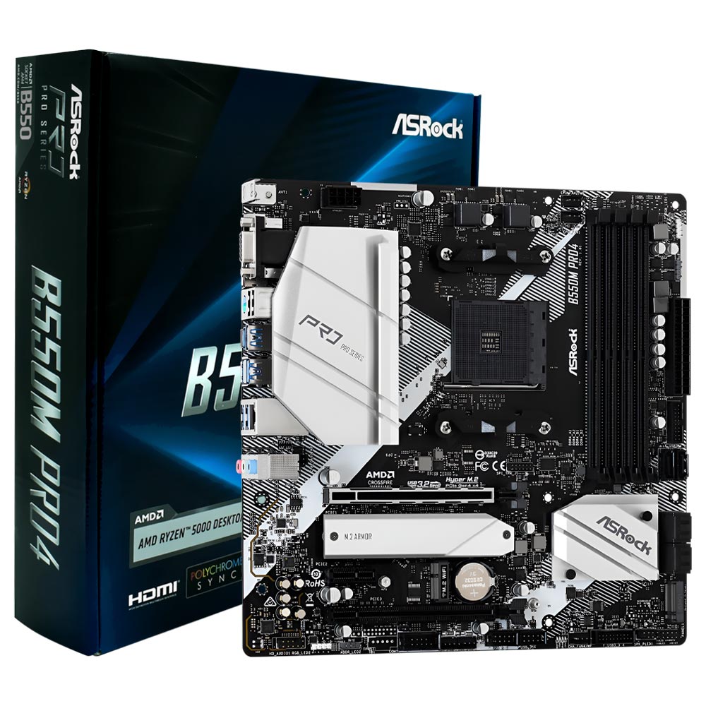 Foto do Produto Placa Mae ASRock B550M Pro4 Socket AM4 / VGA / DDR4