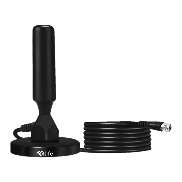 Foto do Produto Antena Digital Interna 4life FLDTV150 HDTV / Com Cabo 5 Metros / Base Magnética Antiderrapante - Preto