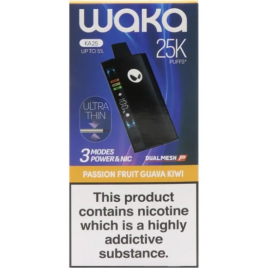 Foto do Produto Vaper Descartável Waka KA25 Passion Fruit Guava Kiwi 25000 Puffs