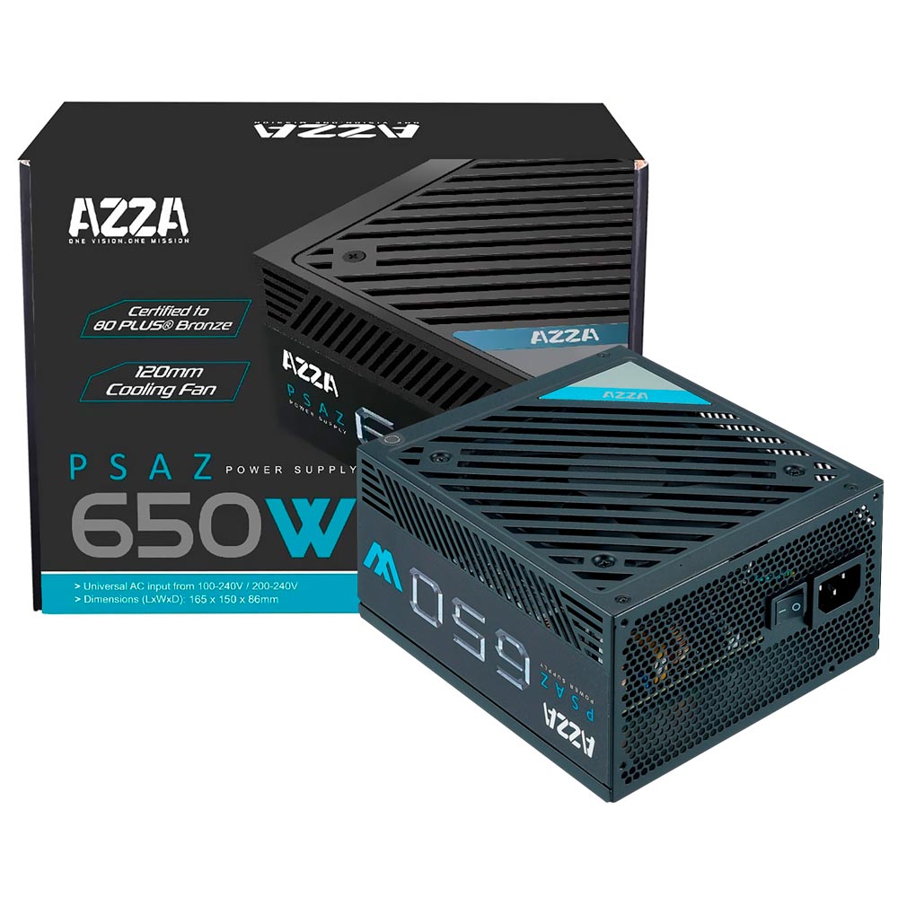 Foto do Produto Fonte de Alimentacao AZZA PSAZ 650W ATX / Nao Modular / 80 Plus Bronze
