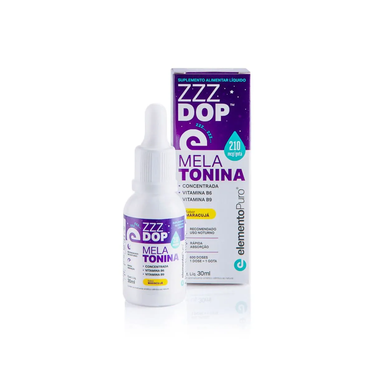 Foto do Produto ELEMENTO PURO ZZZDOP MELATONINA CONCENTRADA PLASTICO 30 ML MORADO