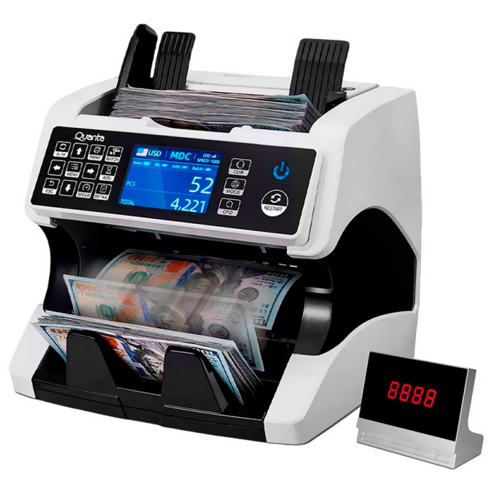 Foto do Produto Maquina de Contar Dinheiro Quanta QTCDD25 Multifuncional / Bivolt - Branco