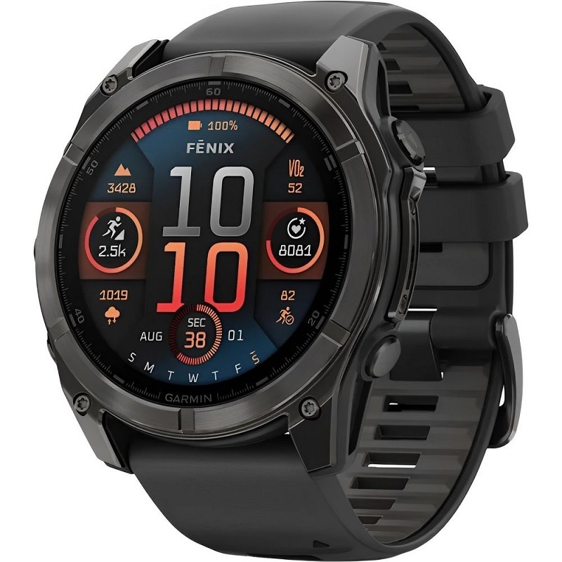 Foto do Produto Relógio GPS Garmin Fenix 8 51mm AMOLED Sapphire - Carbon Gray DLC Titanium/Black Pebble Gray (010-02905-20)