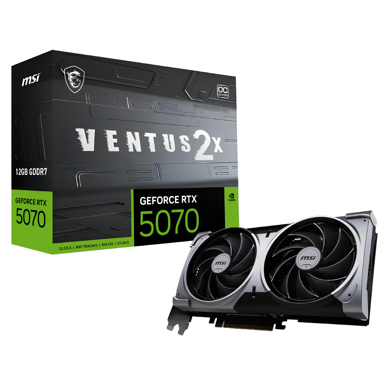 Foto do Produto Placa de Vídeo MSI GeForce RTX 5070 Ventus 2x OC - 12GB - GDDR7 - HDMI/Displayport
