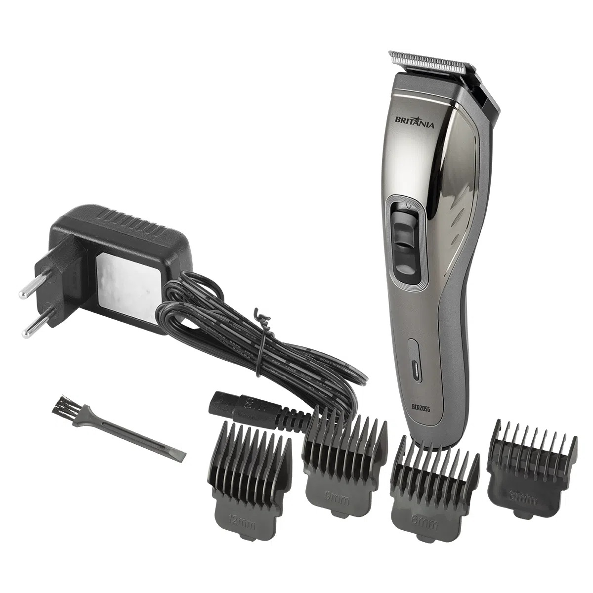 Foto do Produto Máquina de Cortar Cabelo Britânia BCR20SG - Recarregável - Prata